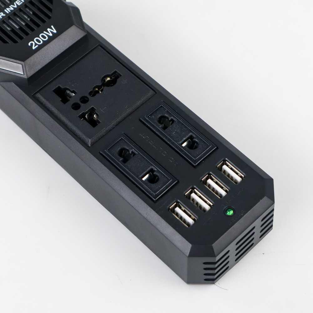 OTOHEROES Car Power Inverter DC 12V to AC 220V 200W with 4 USB Port - E8981