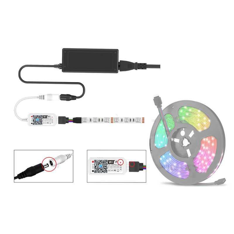 Mini Wifi Controller + 24Key IR Remote Lampu LED RGB