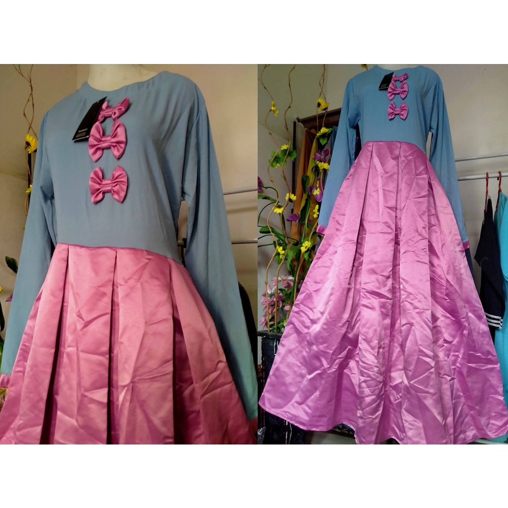 Gamis Mewah PL Remaja Biru Muda dan Pink Brand Emma Queen