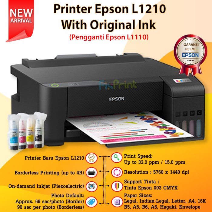 Printer Epson L1210 Pengganti Dari L1110 New Baru Garansi Resmi Sae