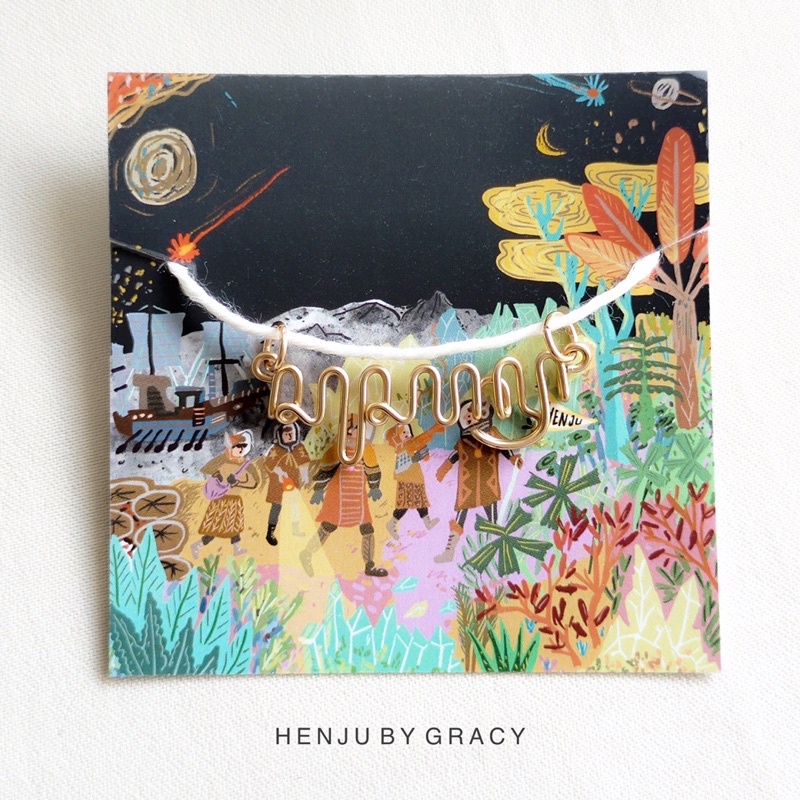Henju By Gracy | Aksara Jawa Pendant Necklace | Bandul Kalung Aksara Jawa