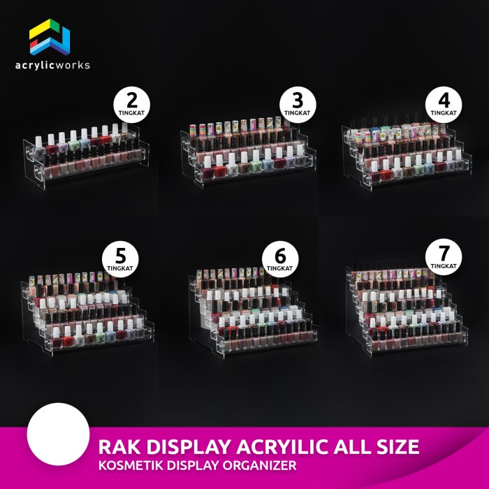 Rak Acrylic Organizer Rak Tempat Lipstik Rak Tempat Kutek 7 Tingkat