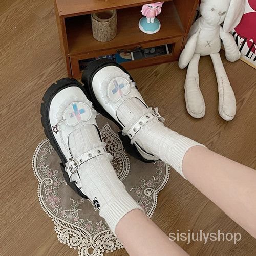 [✅BISA COD] #Sisjuly# Sepatu Y2K wanita / y2k punk rantai sepatu kulit kecil wanita / sepatu tunggal