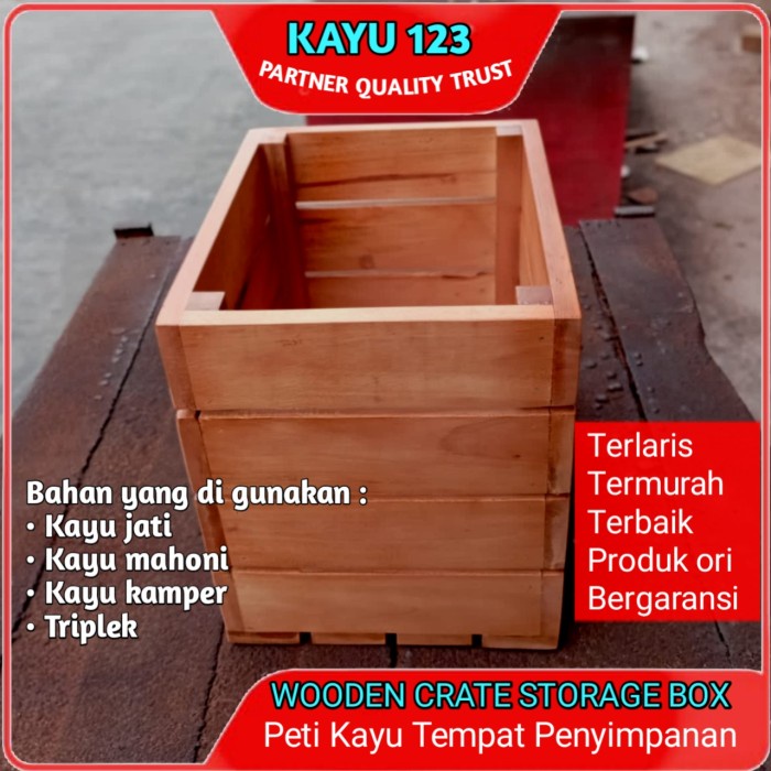 

Terlaris Wooden Crate (P)25X(L)30X(T)30 Cm Wood Box Peti Kayu Kotak Kayu