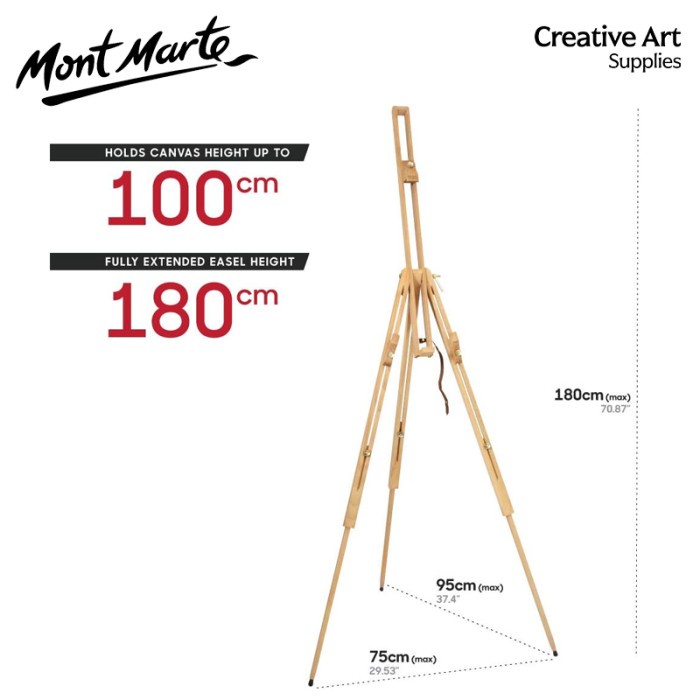 

Terlaris Tripod Easel Stand Lukis Telescopic Kayu 100Cm Mont Marte Pro Student