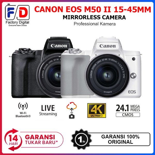 Canon Eos M50 Mark Ii Kit 15-45Mm Mirrorless Kamera Eos M50 Ii Original