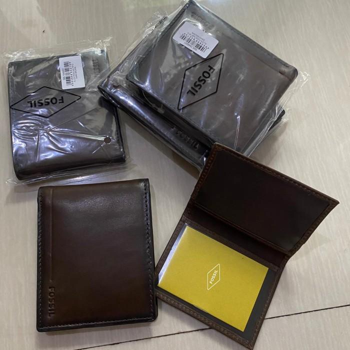 Dompet Pria original RFID Fossil Allen Passcase Dark brown nwt