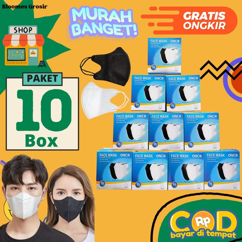 Paket Usaha 10Box Masker Duckbill Hitam dan putih