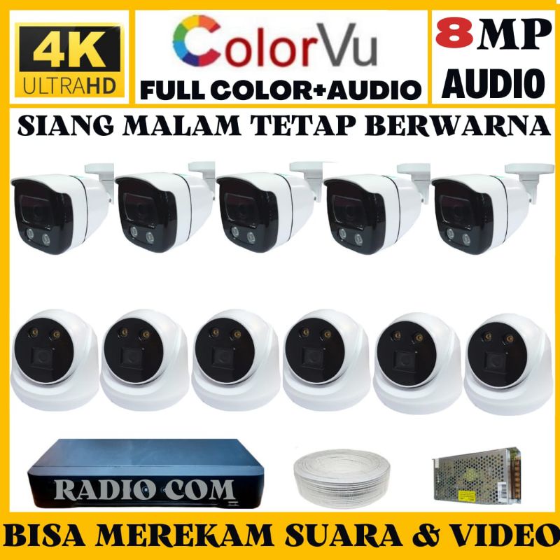 PAKET CCTV COLORVU 16 CHANNEL 11 KAMERA 8MP 4K ULTRA HD 2560P
