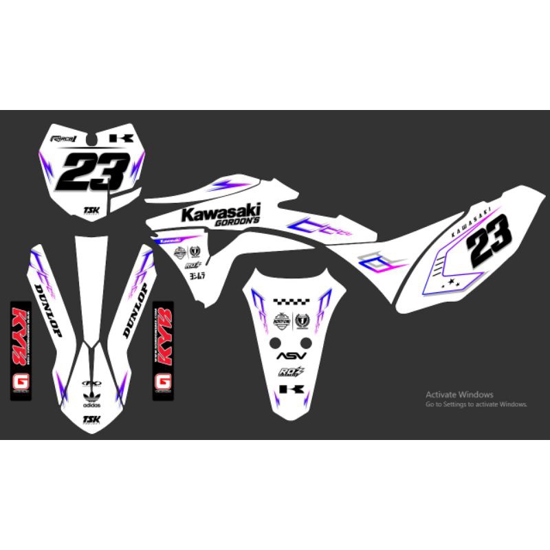 Decal Custome Klx Gordon Putih
