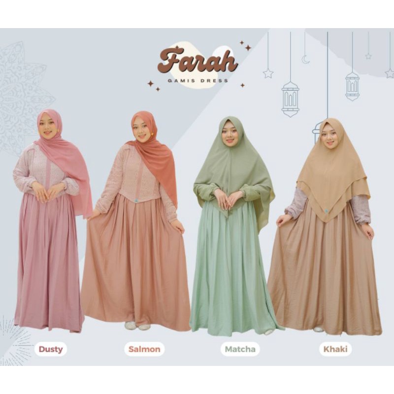 Gamis Farah by A2Kids || Size Dewasa Khimar || Couple Farhan