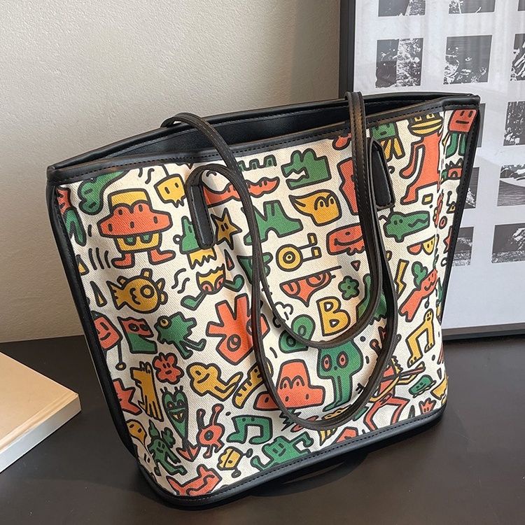 Sera Kanvas Tote Tas Wanita Kapasitas Besar Tas 2023 Baru Fashion Trendi Net Red Hot Gaya Tas Bahu ceruk Commuter Tas