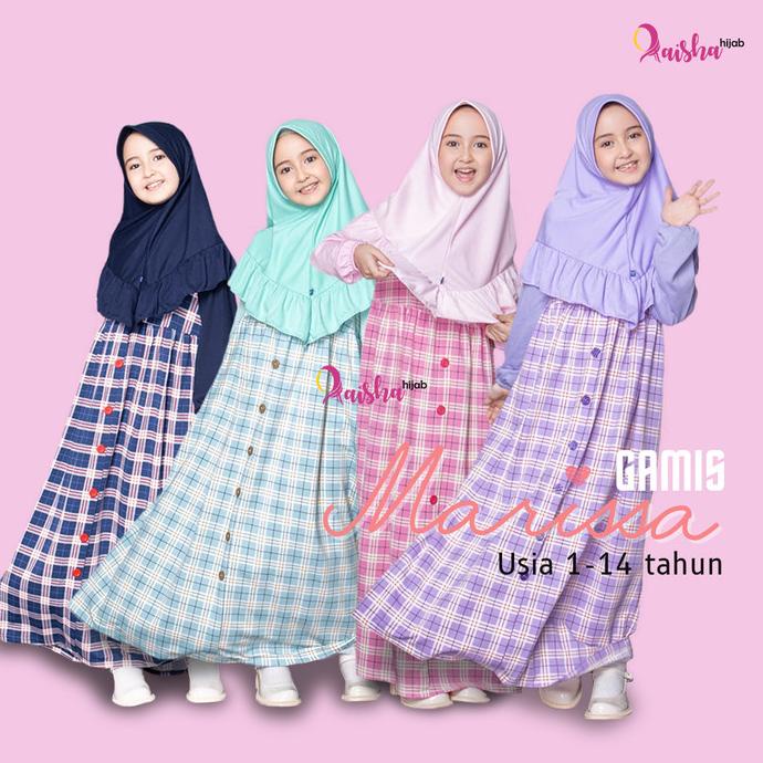 Baju Gamis Kaos Muslim Anak Umur Tanggung Motif Kotak Kombinasi Polos
