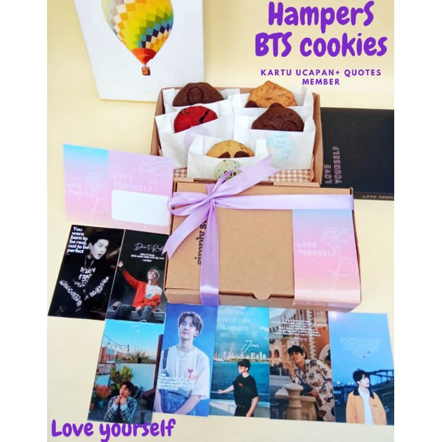 

Hampers Ultah tema BTS | Hampers wisuda | hampers BTS | Hampers cookies