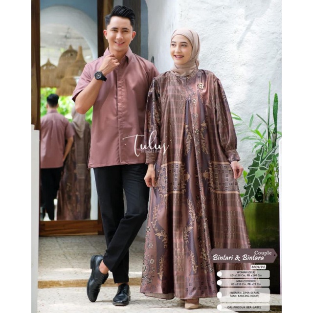 (READY STOK) BINTARI BINTARA COUPLE SET KEMKO PENDEK POLOS GAMIS DIOR SILK PREMIUM DRESS MOTIF PRINT
