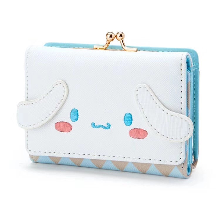 Sera Cute Melody Card Bag Cinnamon Dog Pudding Dompet Pendek Wanita Kasual Lock Wallet Cute Kids Wallet