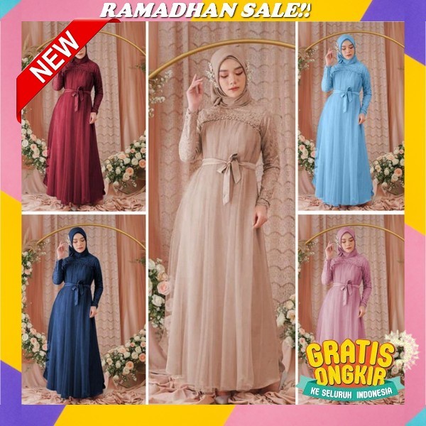 Cod Baju Lebaran Wanita Super Jumbo L Xl Xxl 3Xl 4Xl / Rosalie Dress Maxmara Lux Premium / Dubay Aba