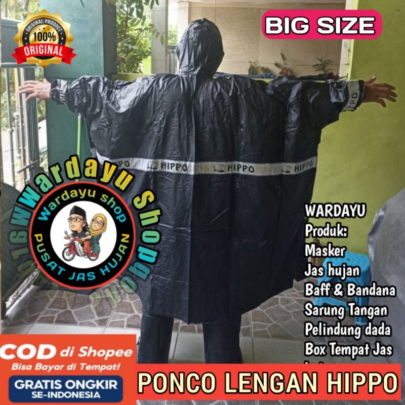 wardayu | Jas Hujan Kelelawar Ponco Lengan Hippo Jansen JUMBO BIG SIZE Tanpa Celana Untuk Dewasa Pria Wanita Karet Tebal Kuat Raincoat Mantel Hujan poncho