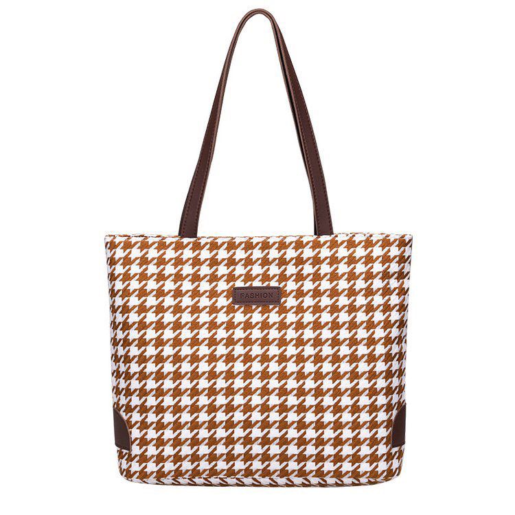 Sera musim gugur dan musim dingin tas berkapasitas besar wanita 2023 ceruk baru all-match tote bag houndstooth high-end tas bahu komuter