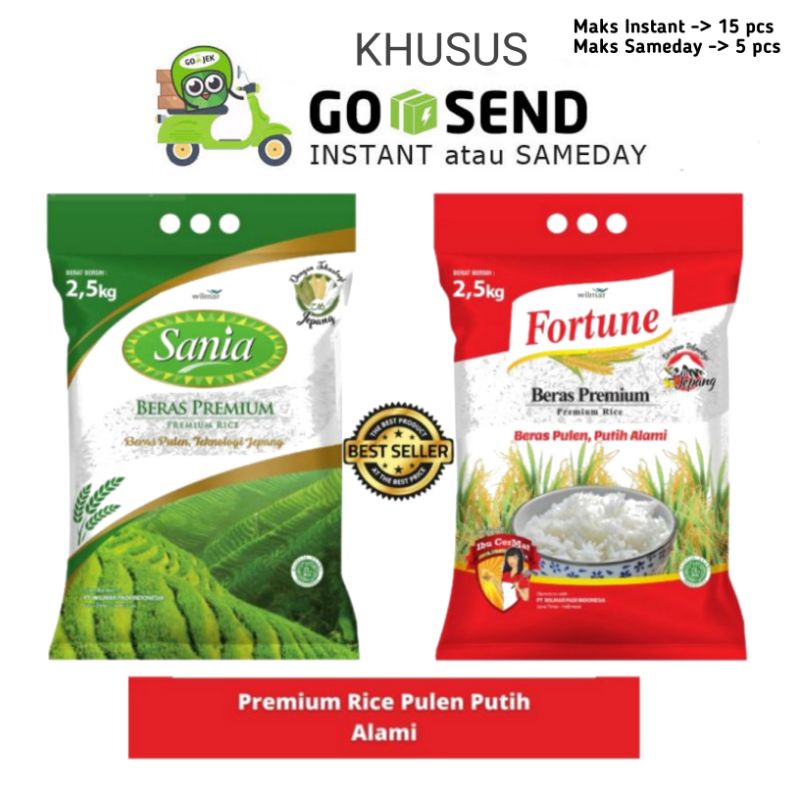 

BERAS PREMIUM SANIA & FORTUNE 2.5KG PUTIH PULEN BERKUALITAS FREE PACKING