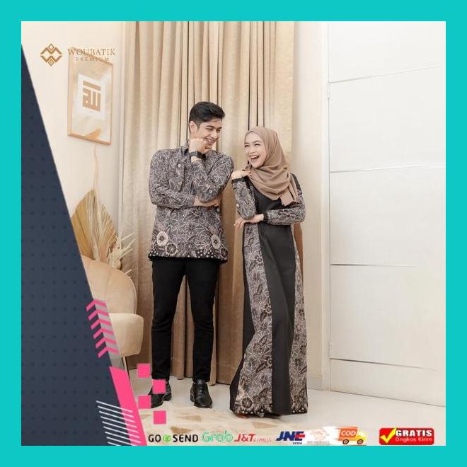 Wou Batik Premium - Gamis Batik Couple Syari Ria Ricis Dan Teuku Ryan Dress Couple Felisha Katun Pri