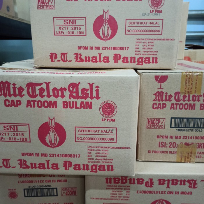 

Mie Atoom Bulan / Mie Telor Asli Cap Atoom Bulan 200 gr x 20 pack