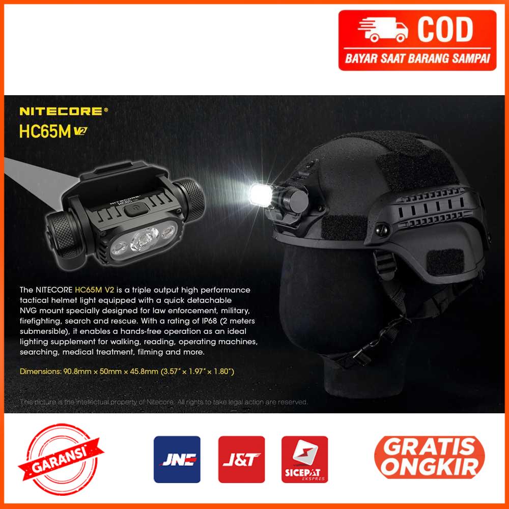 NITECORE Headlamp Senter Kepala LED Cool White 3500mAh - HC65M V2