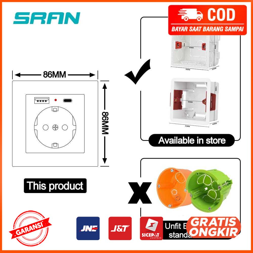 Stop kontak Dinding UK 2 Port USB Type-C SR3