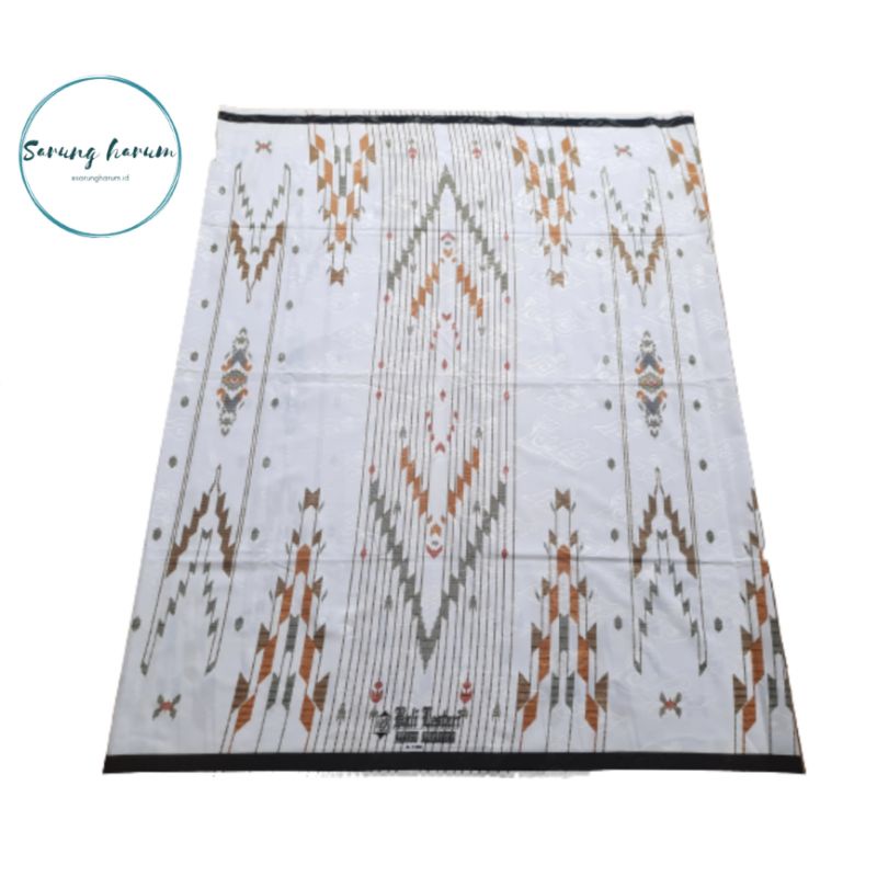 Sarung - Sarung bali lestari - putih corak orange