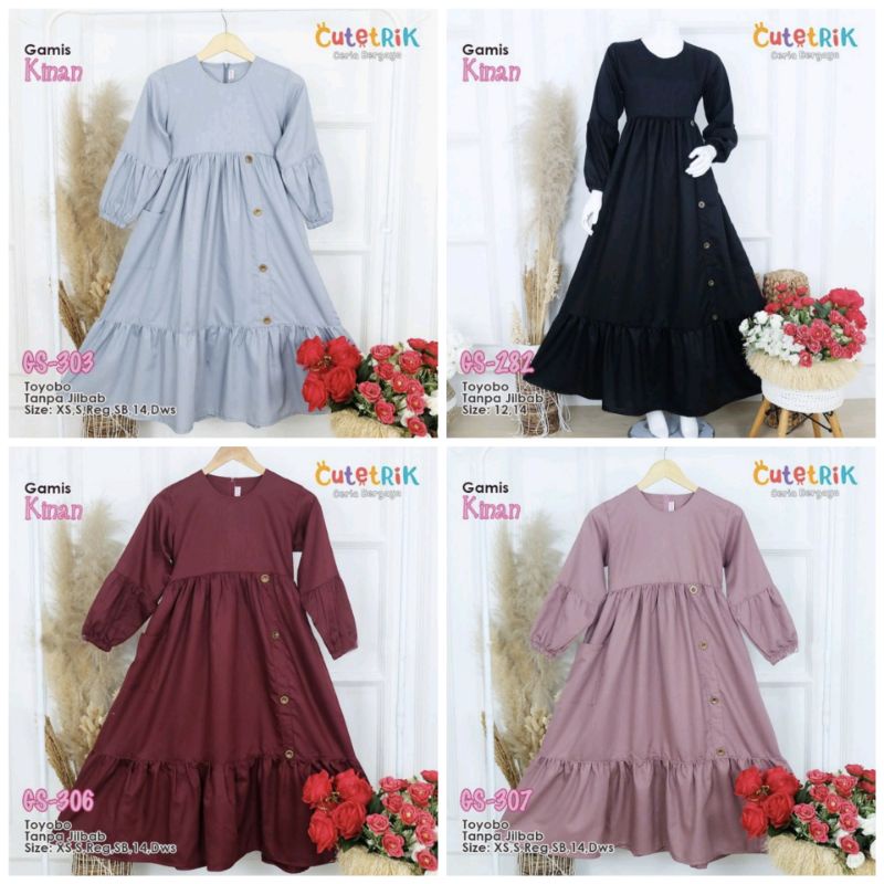 Ready Stock Gamis Polos Anak Remaja Dewasa Cutetrik / Gamis Kinan Anak Remaja Dewasa Cutetrik