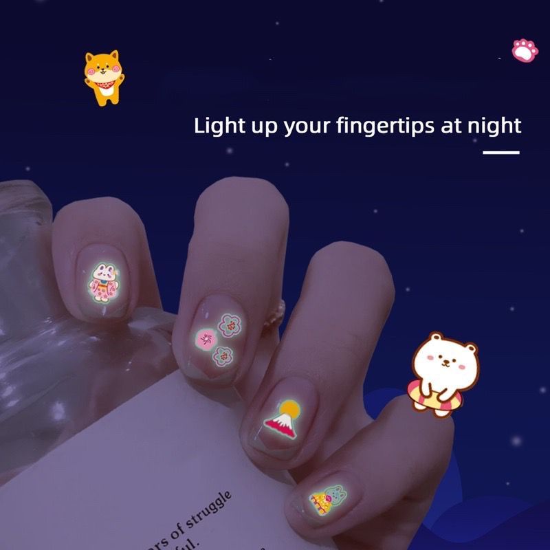 kiyomi glow in the dark nail sticker kuku anak cartoon luminous sticker nail art