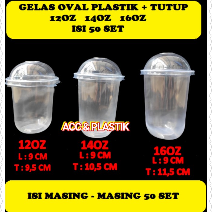 Terlaris Gelas Plus Tutup 14 Oz Dan 16 Oz Gelas Oval Plastik Gelas Juice