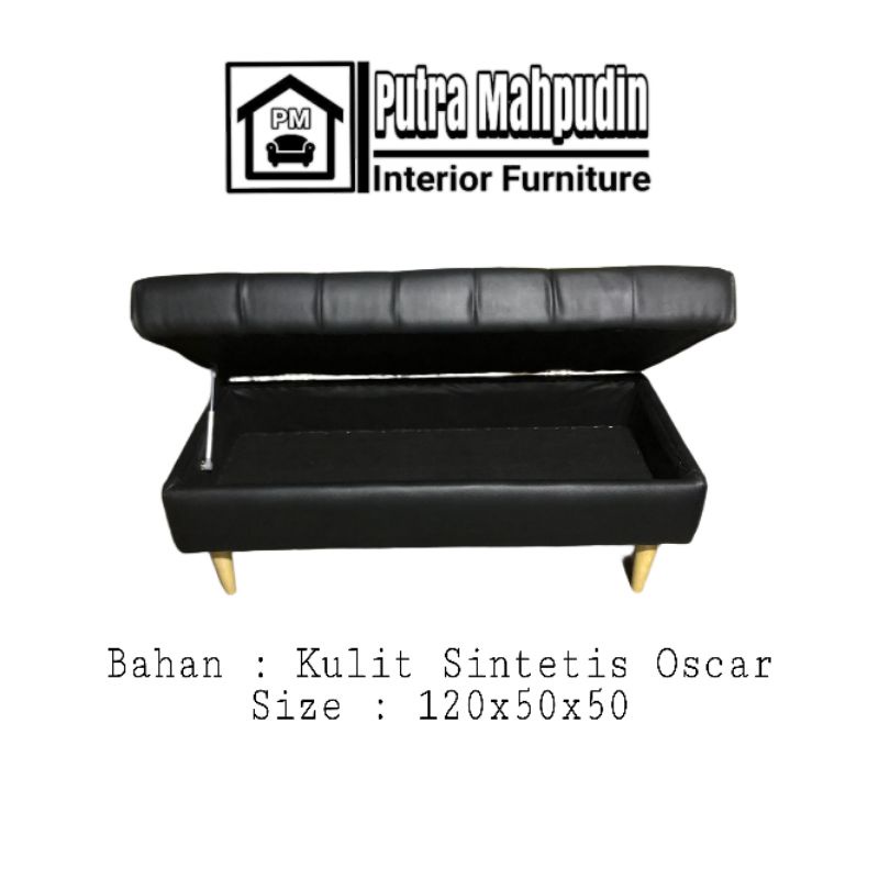 Sofa bench penyimpanan bahan Oscar kulit sintetis