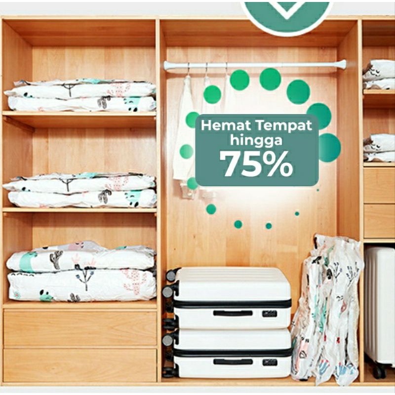 Vakum Bag Pakaian Plus Pompa Vakum Manual