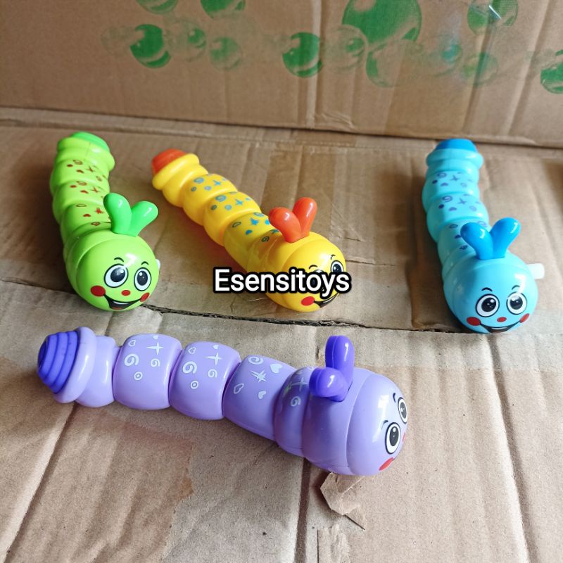 Mainan Ulat bergerak ulat berjalan mainan anak Ulat Bulu Gerak Kunci Knob Putar - Mainan Cacing Ulat