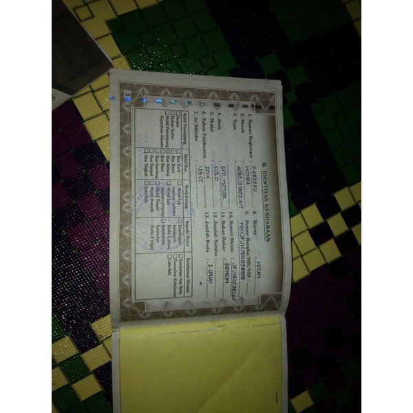 BPKB honda VARIO 125 CC TAHUN 2014