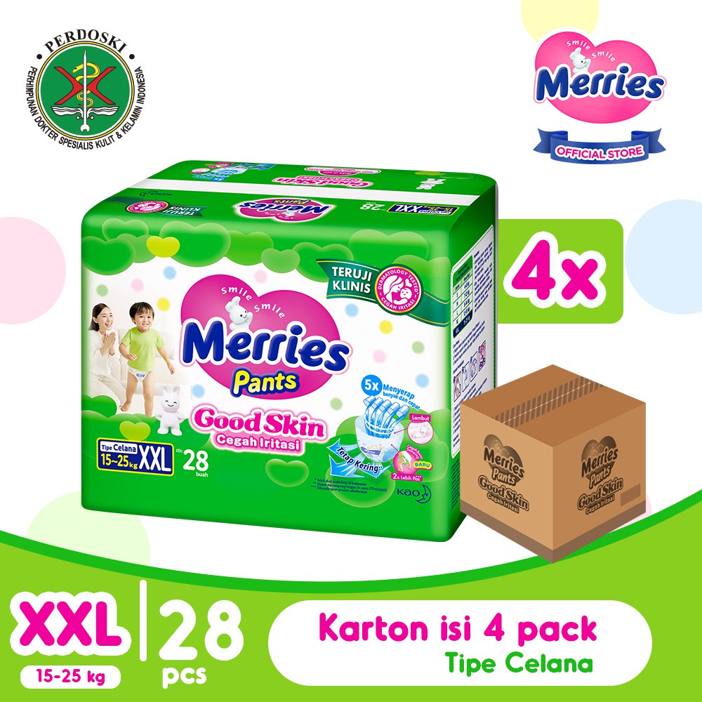 Merries Pants Good Skin Popok Celana XXL 28 pcs Carton