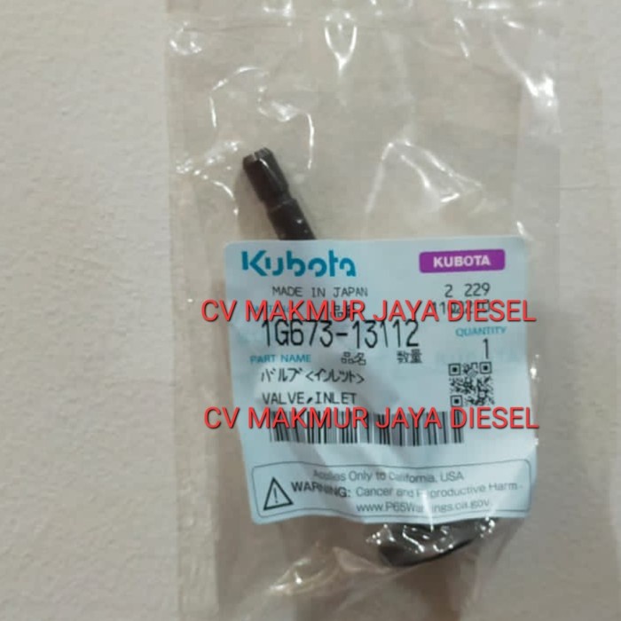 Valve Intake/Klep Minyak D1105 1G673-13112 Kubota Genuine Parts