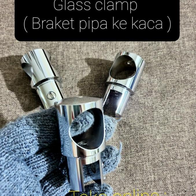 Diskon Braket pipa konektor glass clamp pipa 1 inch shower pipa ke kaca Jual