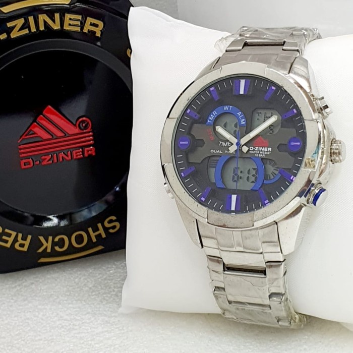 Promo Jam Tangan Pria D-Ziner 8096 Original Rantai Doubletime Sporty Termurah