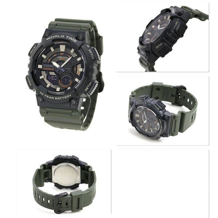 Flash Sale Casio Aeq-110W-3Avdf Jam Tangan Pria Hijau Army Aeq110W Aeq-110W-3A Termurah