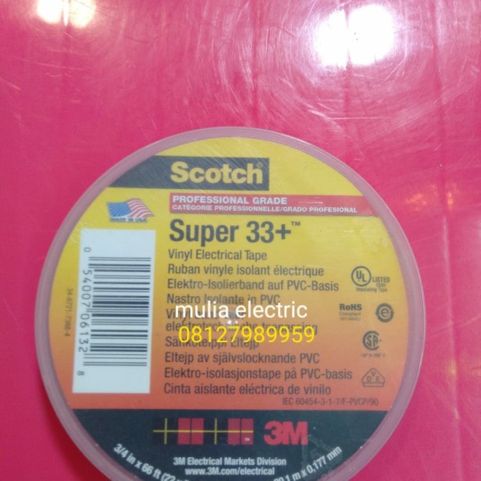 Terlaris Isolasi Listrik Super Scotch 33+ 3M/ Isolasi Listrik 3M 33+