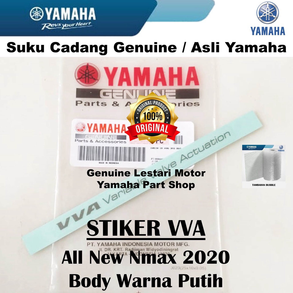 Logo Emblem Stiker VVA Body Warna Putih All New Nmax N Max ABS NON ABS 2020 Asli Yamaha Surabaya