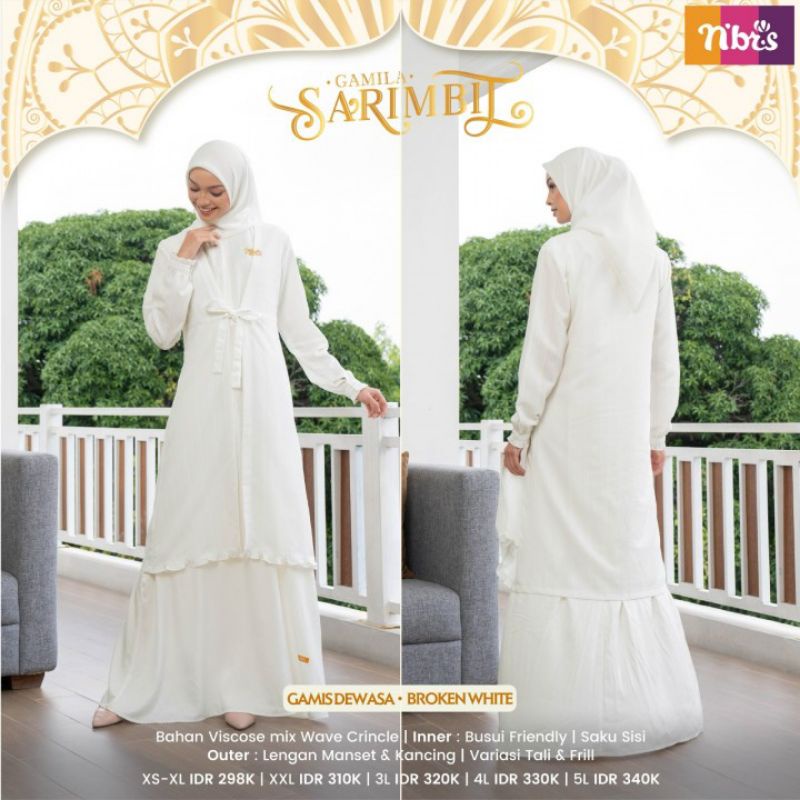 NIBRAS SARIMBIT GAMILA BROKEN WHITE SET COUPLE KELUARGA