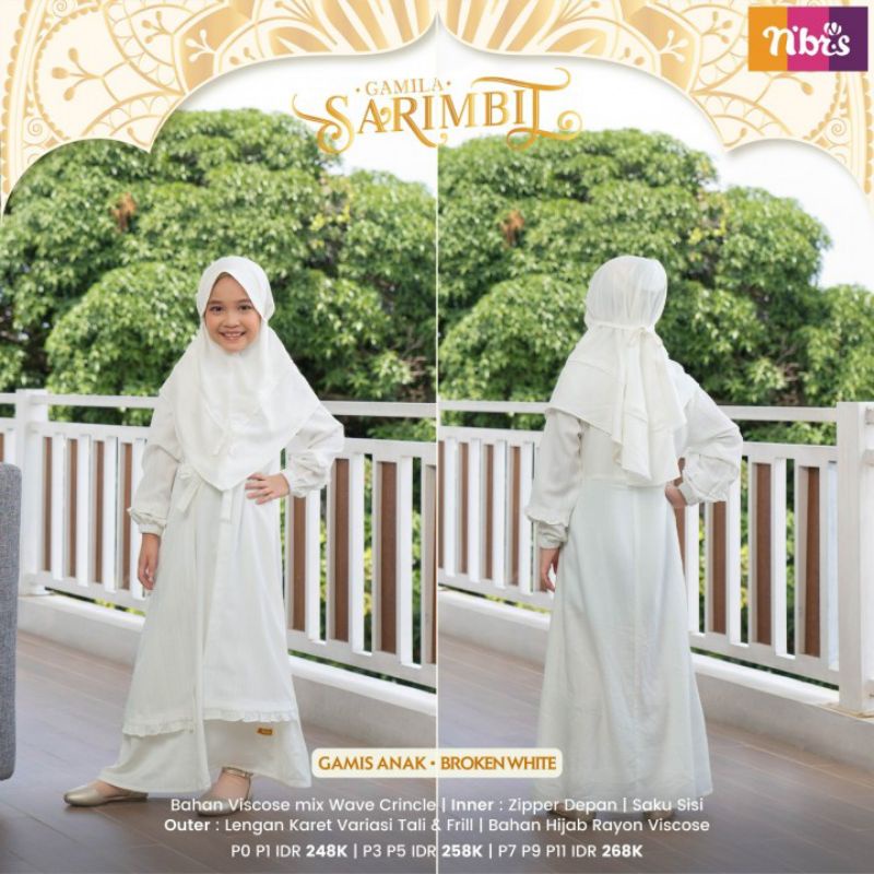 NIBRAS SARIMBIT GAMILA BROKEN WHITE SET COUPLE KELUARGA