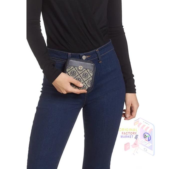 DOMPET TORY BURCH 79381 MONOGRAM JACQUARD BIFOLD WALLET NAVY ORIGINAL