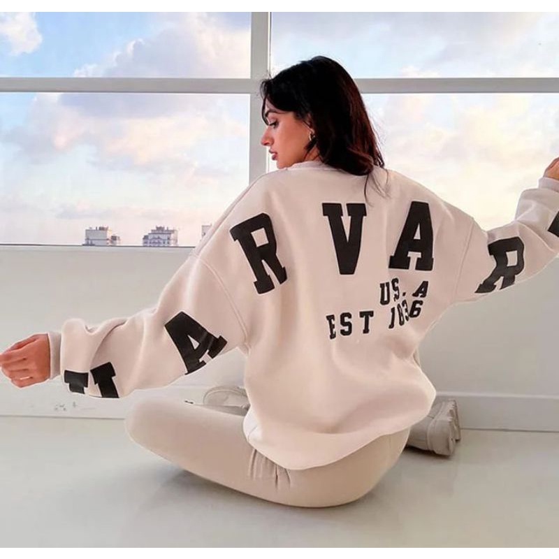 Sweater Wanita Oversize Harvard