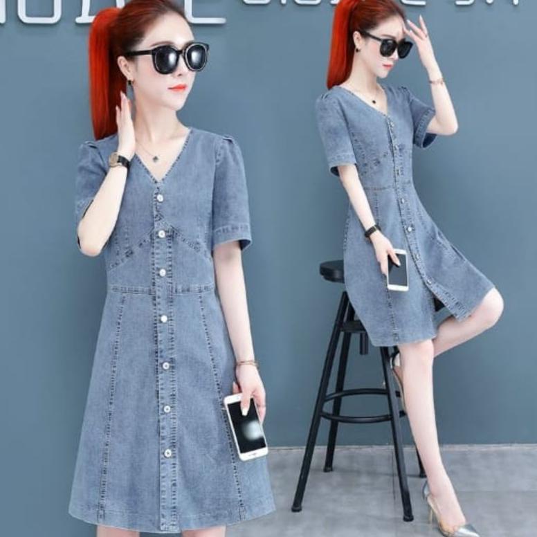 Cod DRESS JEANS WANITA LENGAN PENDEK 