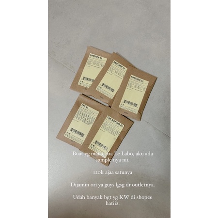 Le Labo sample perfume