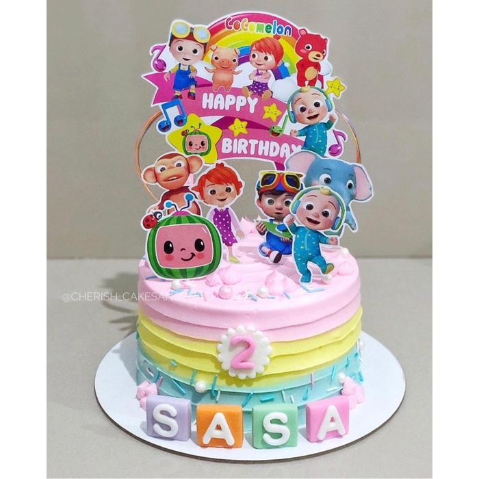 Terlaris Cocomelon Pink Topper Cake Birthday /Hiasan Kue Ulang Tahun